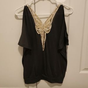 Cold Shoulder Sequin Top